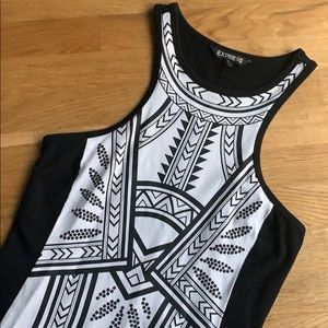 Express | Black and White Patterned Dress | S